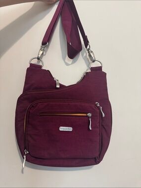 Baggallini Deep Plum Crossbody Bag with Multiple Zip Pockets